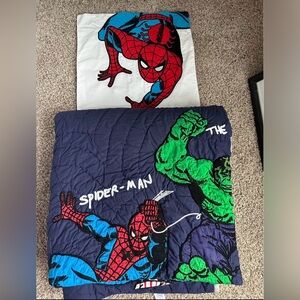 Marvel Spider-Man and Hulk Quilt - Blue and Green